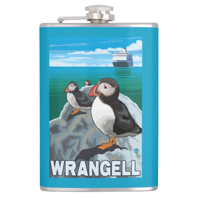 Cantil Papagaio-do-mar & navio de cruzeiros - Wrangell, (Frente)