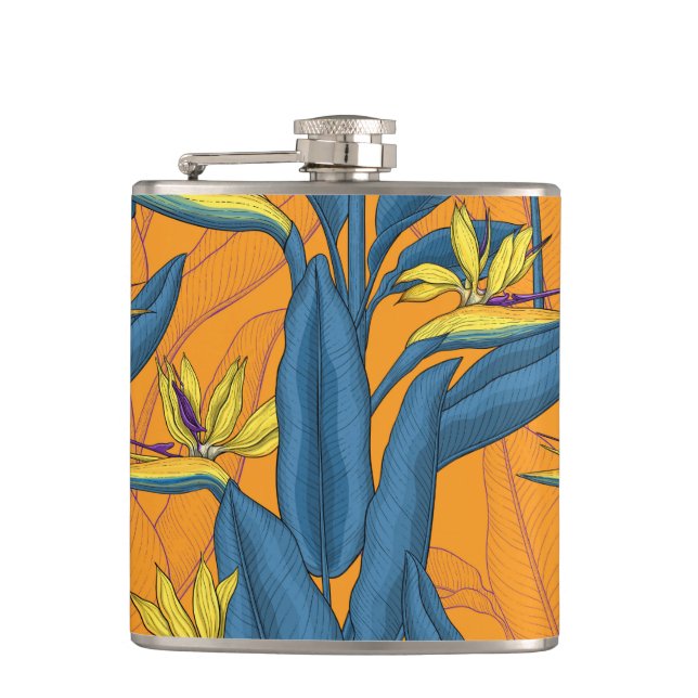 Cantil Pássaro das flores do paraíso em laranja (Frente)