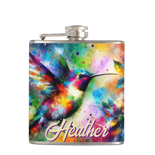 Cantil Pássaro Hummingbird Colorido Whimsical Personaliza (Frente)