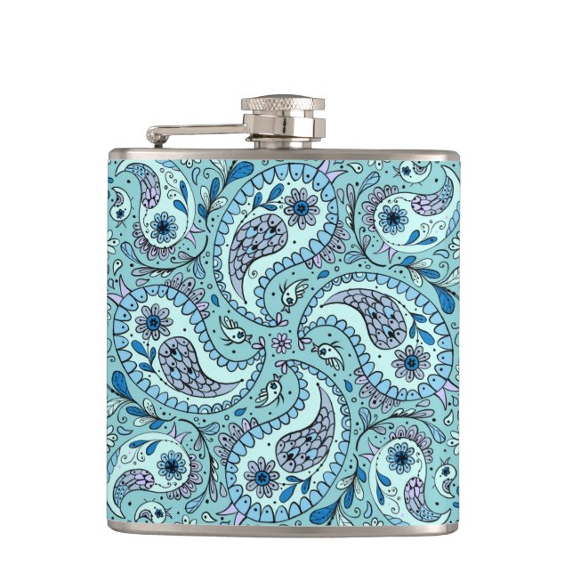 Cantil Pássaros da Paisley em azul-bebê (Frente)