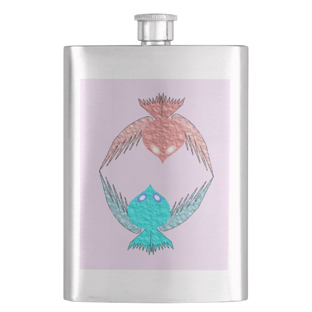 Cantil Pássaros de Amor, Rosa e Azul (Frente)