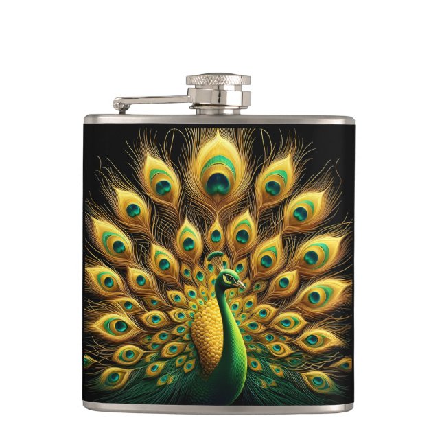 Cantil Peacock Maiestoso Mostra Verde E Dourado (Frente)