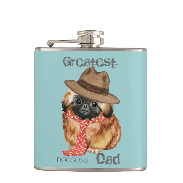 Cantil Pekingese Pai Hip Flask (Frente)