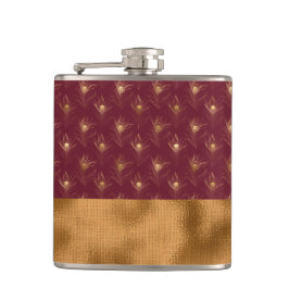 Cantil Penas de Pavão Dourado Borgonha Chic Elegante