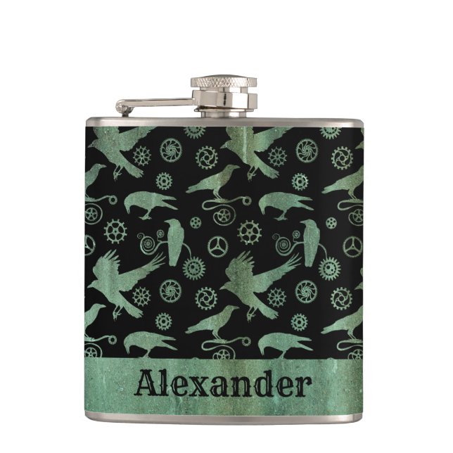 Cantil Pequenas Grelhas Verdigris e Crows Steampunk Perso (Frente)