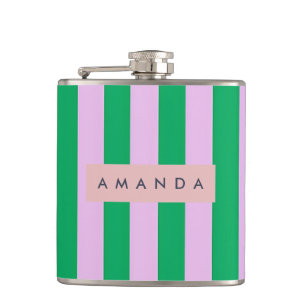 Cantil Personalizado Listras Verde e Rosa Frescas Retrô