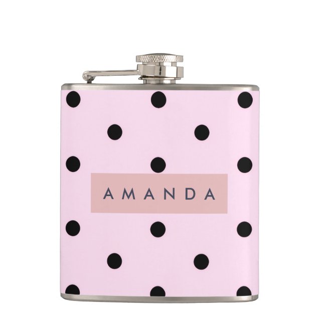 Cantil Personalizado Rosa Chic e Preto com Bolinhas (Frente)