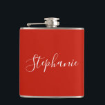 Cantil Personalized Name Monogram Red Bachelorette<br><div class="desc">Personalized Name Monogram Red Bachelorette Party Favor Flask. Easy to customize.</div>