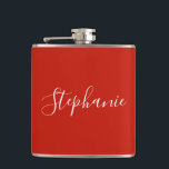 Cantil Personalized Name Monogram Red Bachelorette<br><div class="desc">Personalized Name Monogram Red Bachelorette Party Favor Flask. Easy to customize.</div>