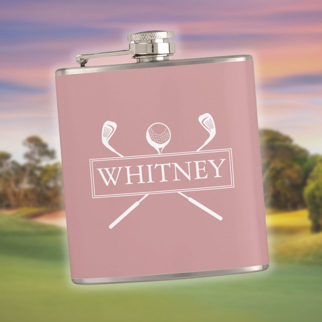 Cantil Pilhas E Bola De Nomes Personalizados Do Dusty Ros (Dusty Rose Personalized Name Clubs And Ball Flask)