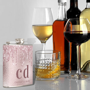 Cantil Pingo de brilho rosa monograma nome