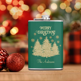 Cantil Pinheiros Dourados Flocos de Neve Dourados