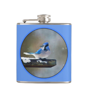 Cantil Pintura Blue Jay - Arte Original para Pássaros