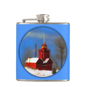Cantil Pintura do Farol Vermelho Grande - Arte Original