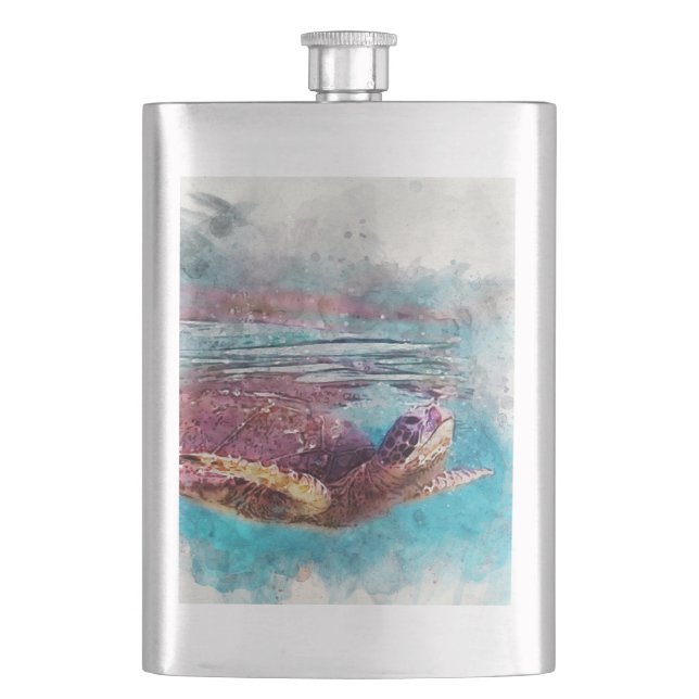 Cantil Pintura em Aquarela de Tartaruga Verde Havaiana (Frente)