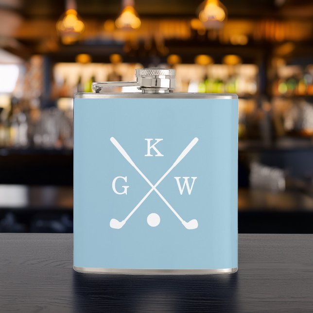 Cantil Pistas de Golfe Azul Claro e Branco Monogramadas (Criador carregado)