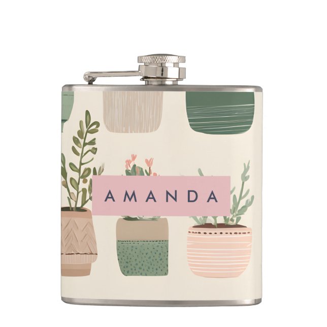 Cantil Planta Suculenta Em Vaso Personalizada Moderna Boh (Frente)