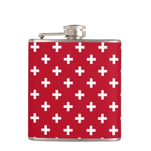 Cantil Polka branca cruza em vermelho (Frente)