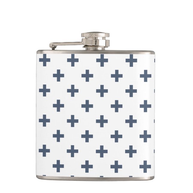 Cantil Polka de cinza azul cruz em branco (Frente)