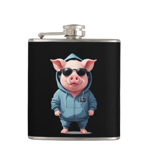 Cantil Porco Vestindo Hoodie Engraçado Caráter Animal Leg