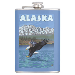 Cantil Poster das viagens vintage de AlaskaBald Eagle