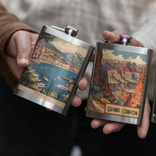 Cantil Poster de viagens vintage de com vista para o port