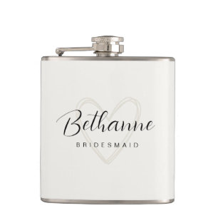 Cantil Presente de Bridesmaid Flask Minimalista Beige