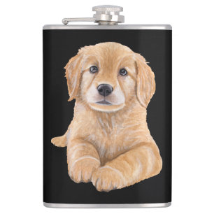 Cantil Presente de Cachorro Fofo Retriever Preto Flask