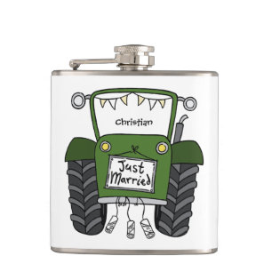 Cantil Presente de casamento personalizado trator verde p