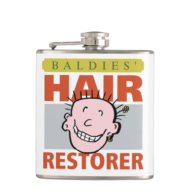 Cantil Presente de homem careca. Baldies Hair Restorer (Frente)