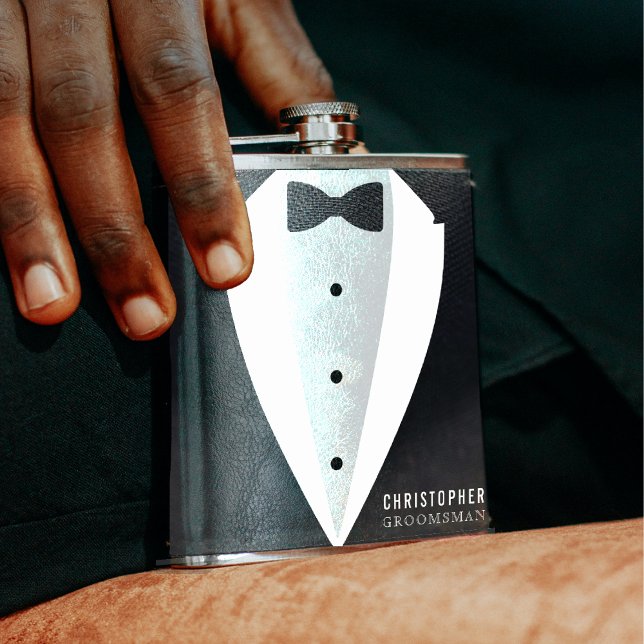 Cantil Presente de traje de padrinho de casamento (Groomsman Suit Wedding Favor Flask
)