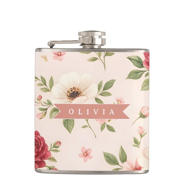 Cantil Presente Personalizado com Nome Floral Romântico V (Frente)