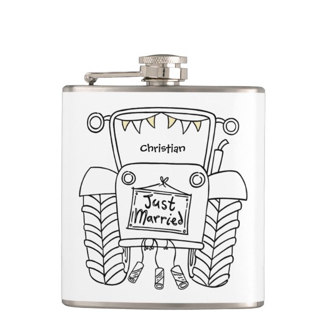Cantil Presente Personalizado de Casamento Trator Country (Frente)