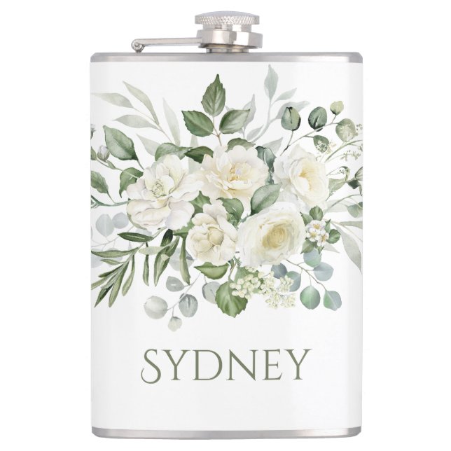 Cantil Presente Personalizado de Floral Branco para Damas (Frente)