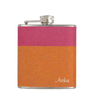 Cantil Preto rosa e couro laranja