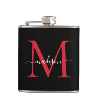 Preto Vermelho Borgonha Monograma Estilo Moderno N