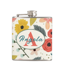 Cantil Pretty Blush Pink Floral Botanical Monogram