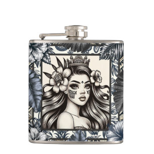 Cantil Princesa Polinésia Floral Azul Tribal