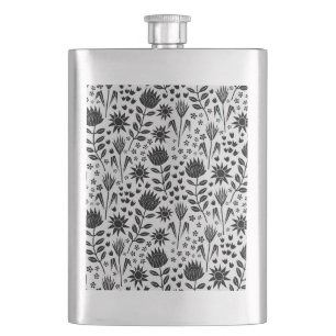 Cantil Protea Floral Impressão Millefleur preto branco
