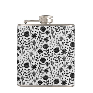 Cantil Protea Floral Impressão Millefleur preto branco