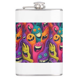Cantil Psychedelic Cartoon Creature Vinyl Wrapped Flask