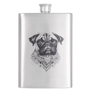 Cantil Pug Pet Animal Nature Illustração Arte Tatuagem