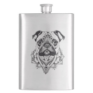 Cantil Pug Pet Animal Nature Illustração Arte Tatuagem