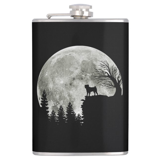Cantil Pug Stand On Mountain Spooky Halloween Moon (Frente)