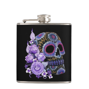 Cantil Purple Floral Black Sugar Skull Dia Dos Mortos