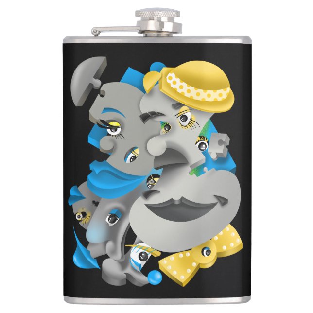 Cantil Quebra-cabeça surreal face Hip Flask (Frente)
