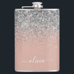 Cantil Rapariga do Monograma com rosa Dourado Blush Pink<br><div class="desc">Rosa Dourado - Cor-de-rosa pincelado e brilho prateado com brilho esfregado de metal, nome do monograma e quadro inicial. Isto faz o doce e perfeito aniversário de 16 anos, casamento, chá de panela, aniversário, chá de fraldas ou festa de solteira presente para alguém que ama luxo de luxo e estilos...</div>