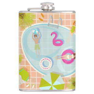 Cantil Raparigas Bikini e caras jogando piscina de nataçã