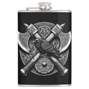 Cantil Raven e Eixos - Arte de Muro do Guerreiro Nórdico