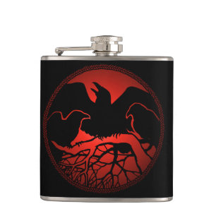 Cantil Raven Flask Custom Raven / Crow Art Drask